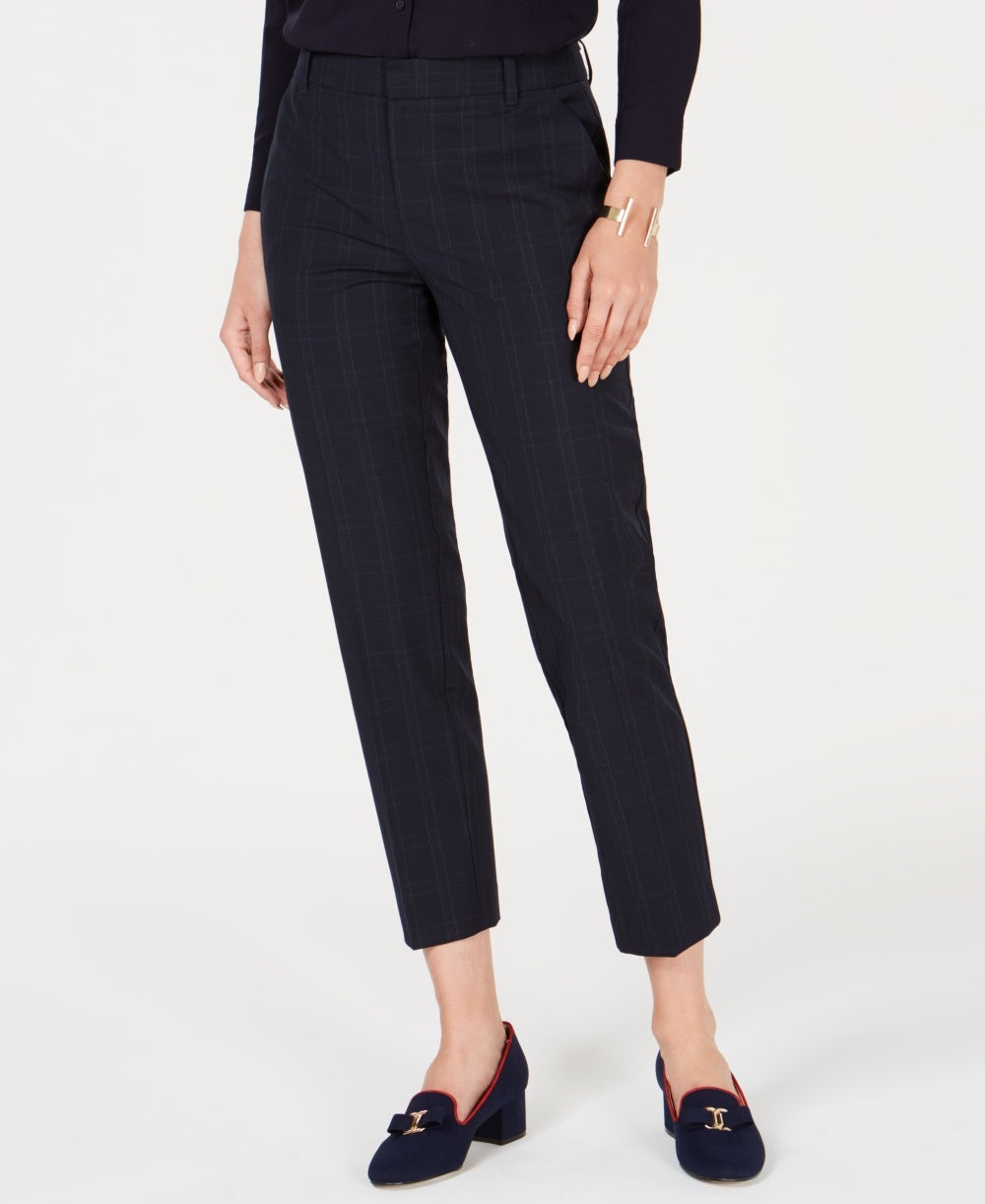 Charter Club Women's Petite Plaid Ankle-Length Pants Bright Blue Size 8 P