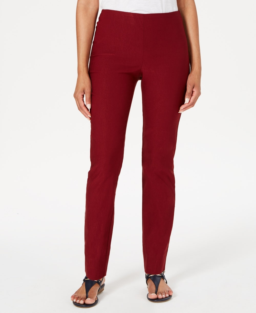 Charter Club Women's Chelsea Tummy Control Skinny-Leg Ankle Pants Wine Size 18