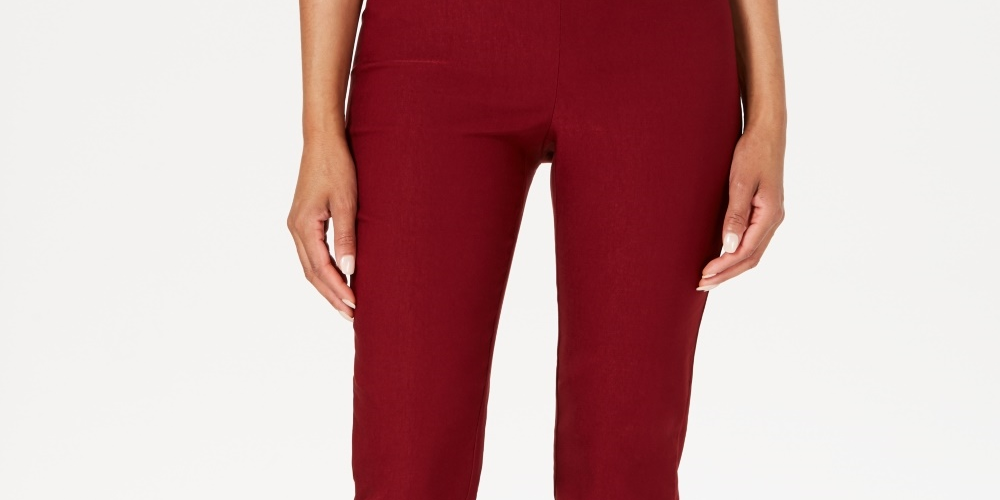 Charter Club Women's Chelsea Tummy Control Skinny-Leg Ankle Pants Wine Size 18