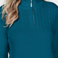 Karen Scott Women's Cotton Zip-Neck Sweater Turquoise  Size Small