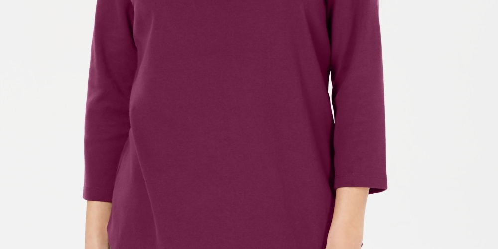 Karen Scott Women's Cotton Keyhole Stud Top Purple Size X-Small