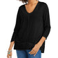 Style & Co Women's Seam Detail High Low Top Black Size X-Small