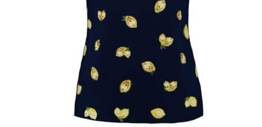 Karen Scott Women's Botanical Print Cotton Scoop Neck Top Blue Size Medium