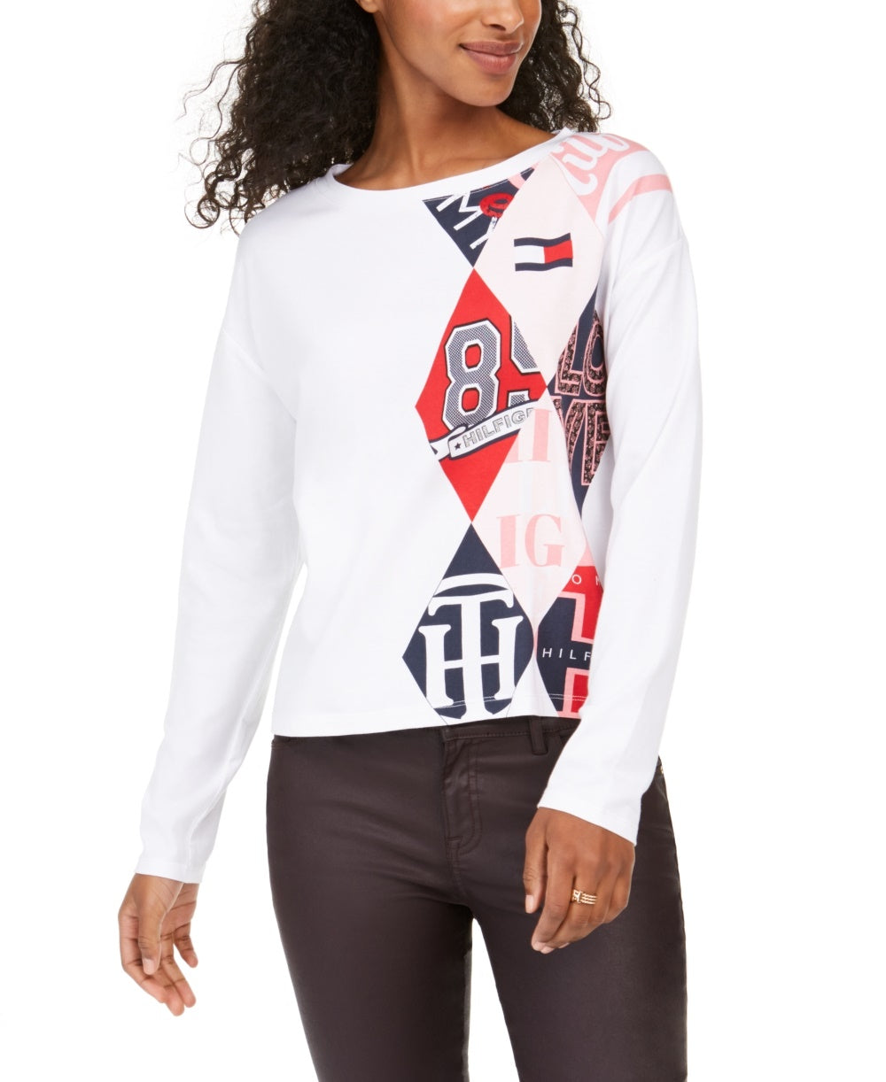 Tommy Hilfiger Women's Heritage Graphic Top White Size Medium