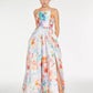 Crystal Doll Junior's Floral Square Neck Gown-White/Purple Size 15