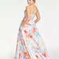 Crystal Doll Junior's Floral Square Neck Gown-White/Purple Size 15