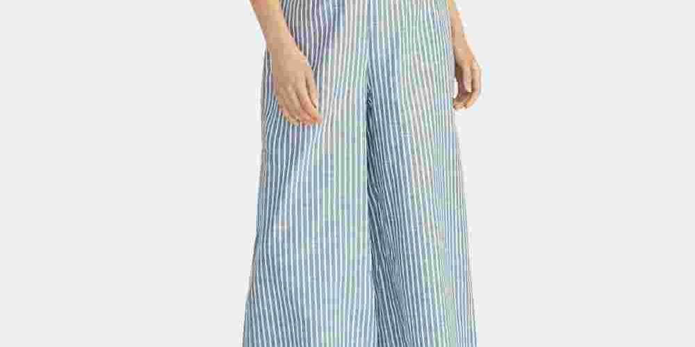 Rachel Roy Women's Cotton Cropped Tie-Back Jumpsuit Navy Size 12