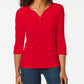 Karen Scott Women's Petite Cotton Henley Shirt Bright Red Size PS