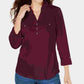 Karen Scott Women's Cotton Johnny-Collar Utility Shirt Red Size X-Small