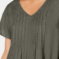 Style & Co Women's Petite Textured Flutter-Sleeve Top Green Size PM