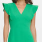 DKNY Women's Zippered Cap Sleeve V Neck Short Sheath Cocktail Dress Green Size 14