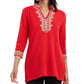 Charter Club Women's Lace Trim Tunic Top Red Size X-Small