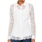 Charter Club Women's Lace Button Down Top White Size X-Small