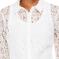Charter Club Women's Lace Button Down Top White Size X-Small