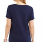 Karen Scott Women's Cotton Embellished Pineapple Top Navy Size Medium