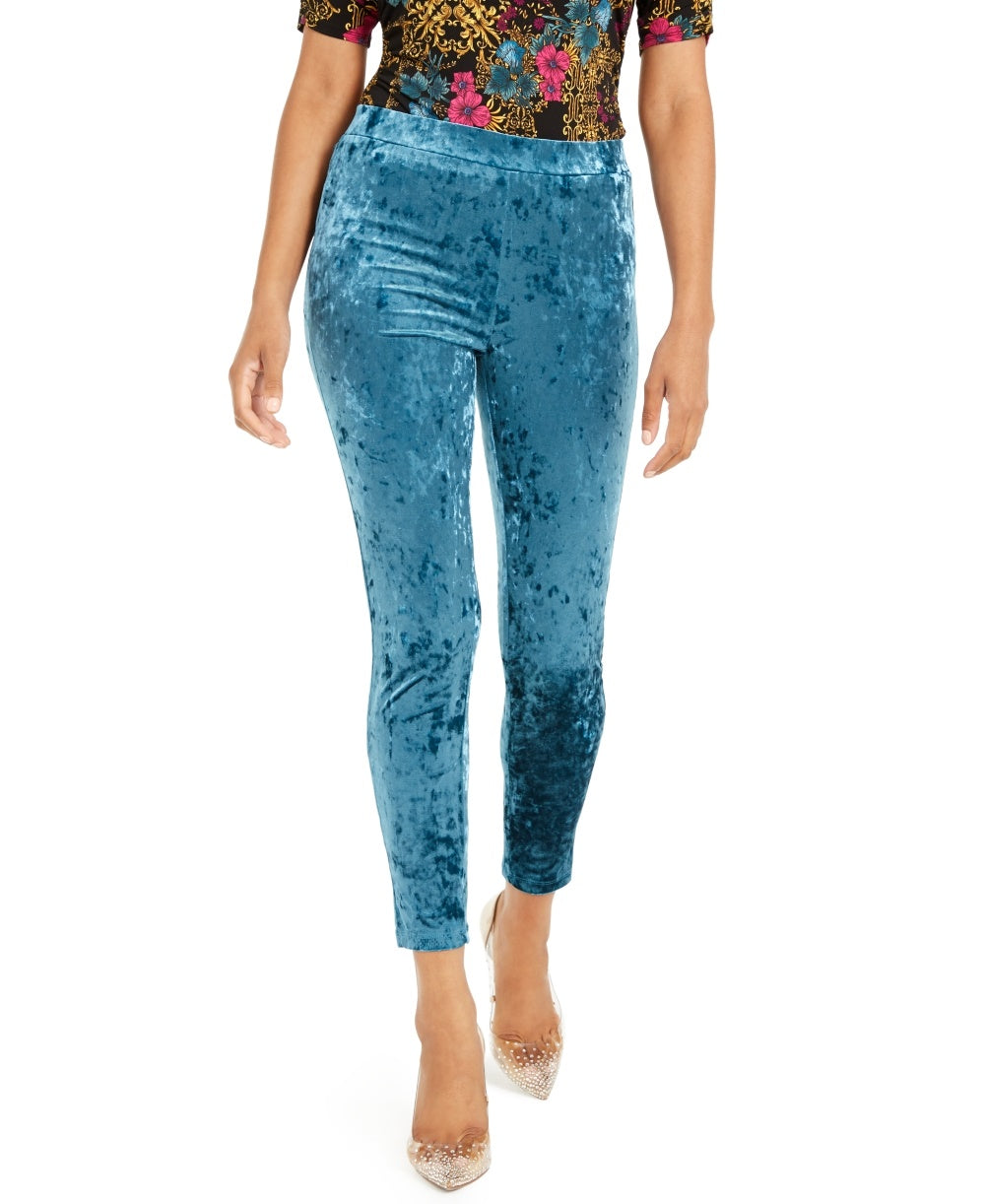 Thalia Sodi Women's Velvet Stretch Leggings Blue Size Large