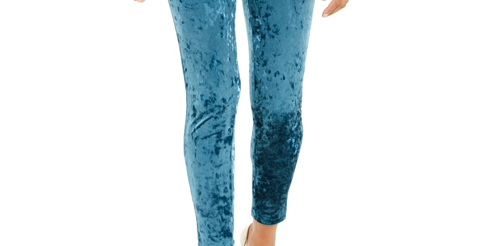 Thalia Sodi Women's Velvet Stretch Leggings Blue Size Large