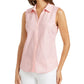 Charter Club Women's Cotton Pique Sleeveless Shirt Pink Size 6