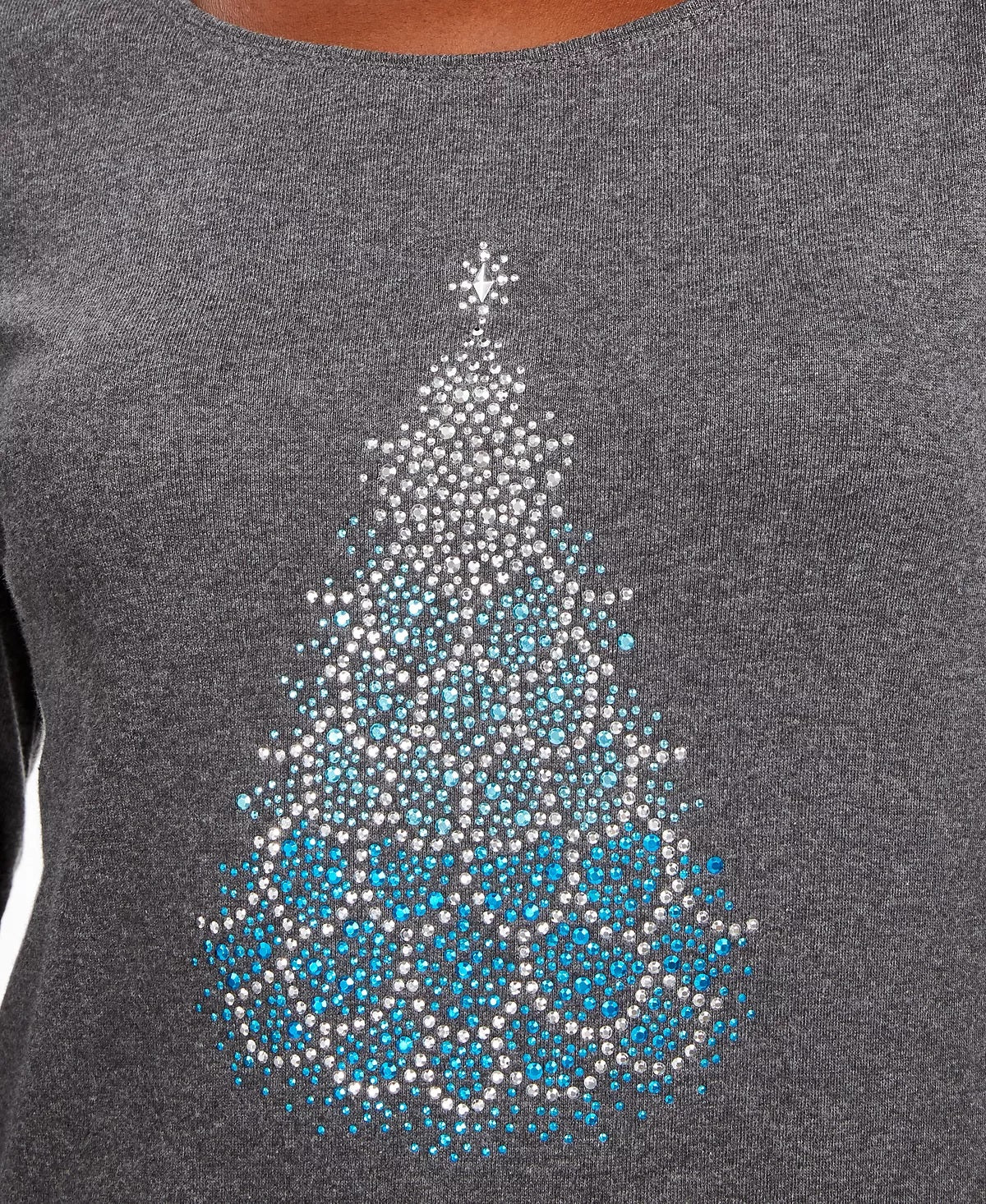 Karen Scott Women's Cotton Holiday Print T-Shirt Charcoal Size Small