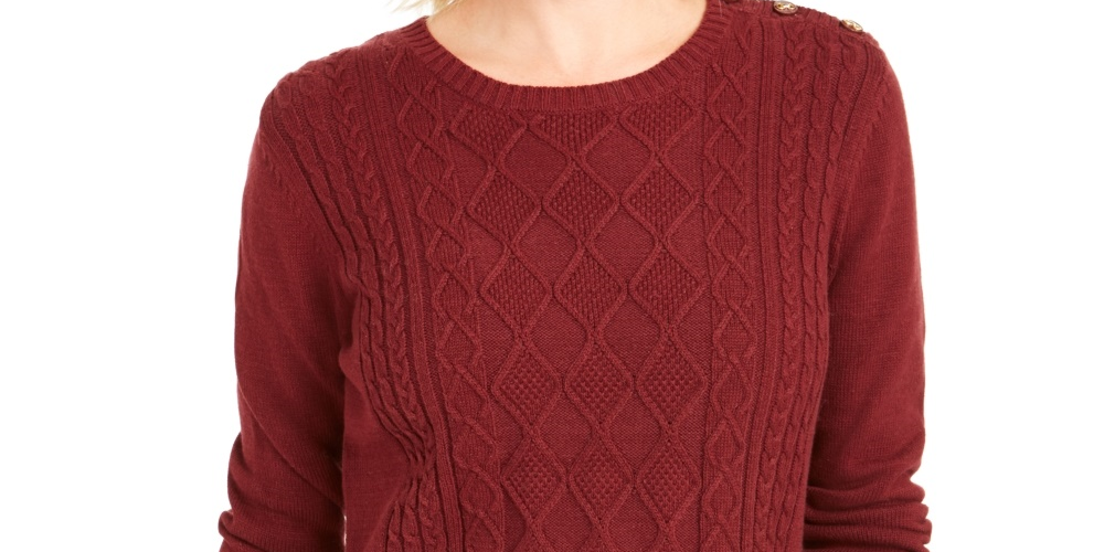 Charter Club Women's Cable Sweater Red Size Large