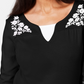 Karen Scott Women's Petite Embroidered Cotton Layered-Look Top Black Size PS