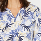 Karen Scott Women's Printed Split-Neck Top Navy Size Large