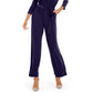 NY Collection Women's Petite Surplice-Neck Jumpsuit Purple Size Petite Large