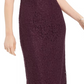Adrianna Papell Women's Purple Lace Zippered Sleeveless Asymmetrical Neckline Maxi Sheath Evening Dress Purple Size 8