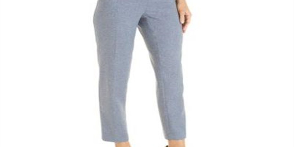 Anne Klein Women's Crop Heather Twill Pants Blue Size 14