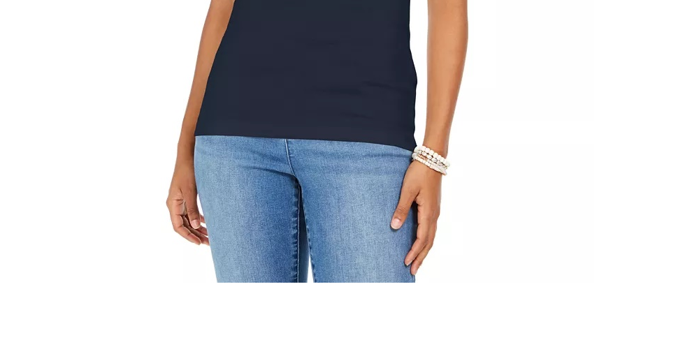 Style & Co Women's Cotton Tank Top Blue Size X-Large
