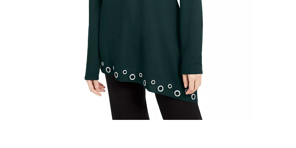 INC International Concepts Women's Grommet Hem Top Green Size Medium