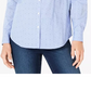 Charter Club Women's Cotton Printed Button Front Top Blue Size 18
