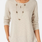 Style & Co Women's Pinstripe Long Sleeve Jewel Neck Sweater Beige Size X-Small