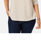 Style & Co Women's Pinstripe Long Sleeve Jewel Neck Sweater Beige Size X-Small