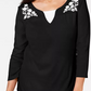 Karen Scott Women's Embroidered Cotton Layered Look Top Chestnut Size Petite L