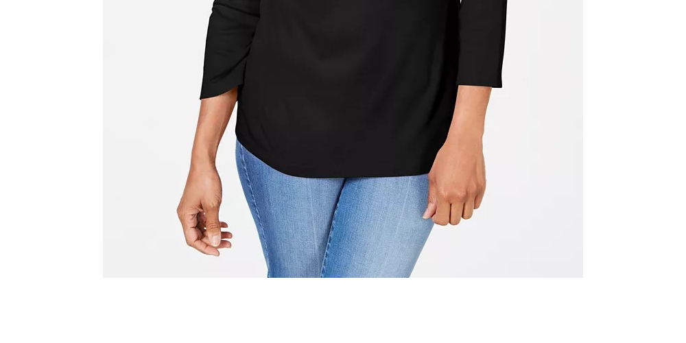 Karen Scott Women's Embroidered Cotton Layered Look Top Chestnut Size Petite L