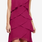 SLNY Women's Casual Dresses Raspberry Tie Ruffle Chiffon Shift Dress Red Size 10