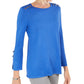 JM Collection Women's Embellished Scoop-Neck Top Blue Size X-Small