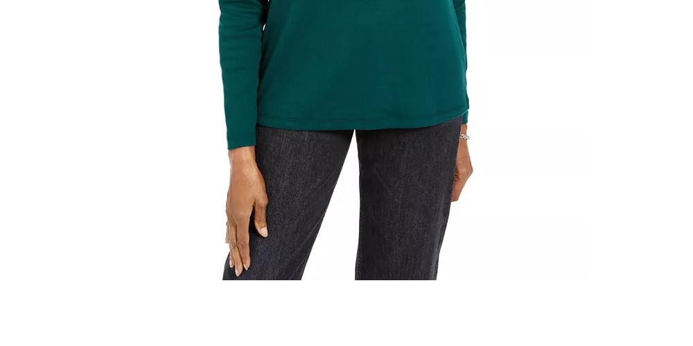Karen Scott Women's Sparkle Holiday Graphic Shirt Green Size XX-Large