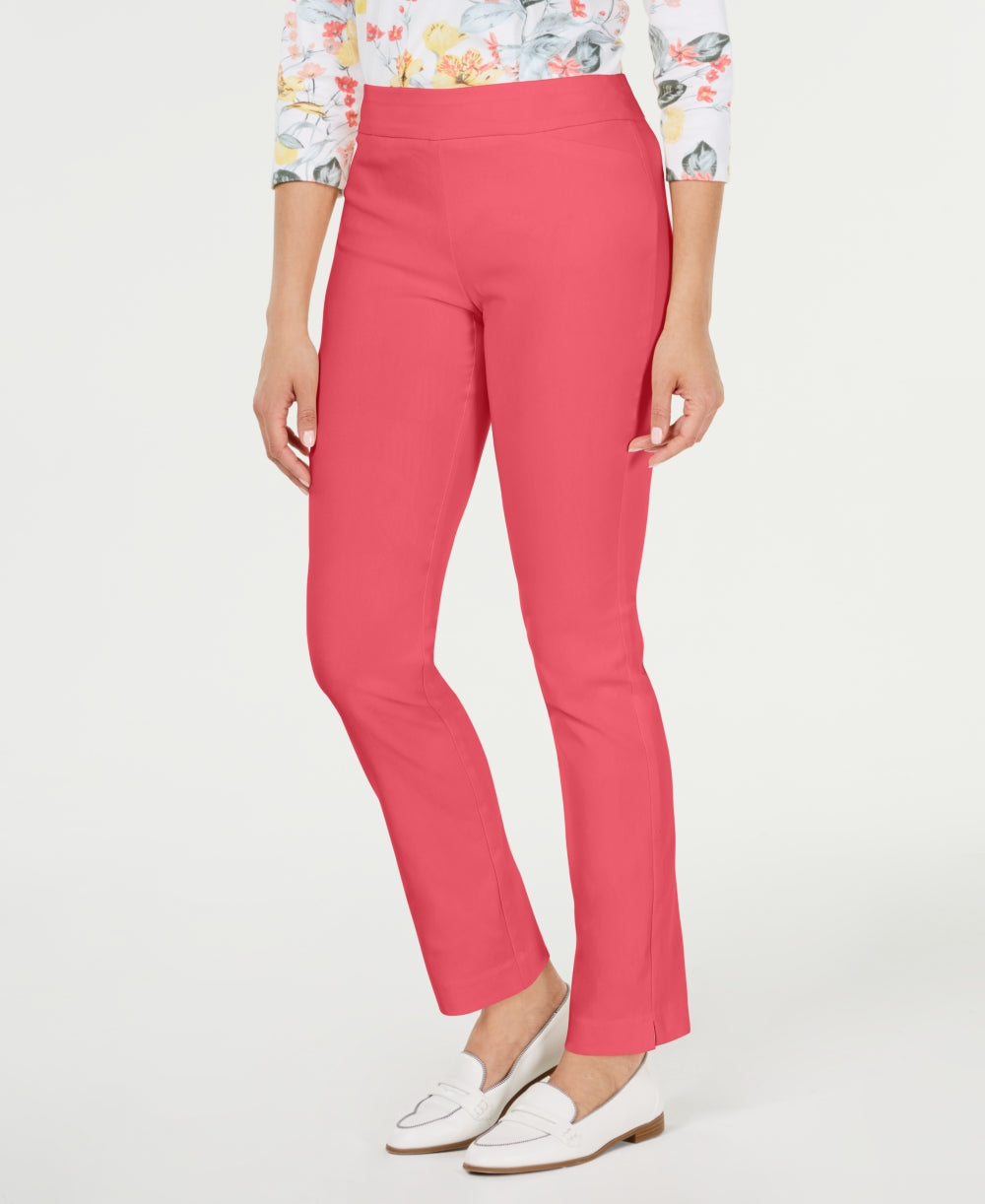 Charter Club Women's Cambridge Skinny Pull-On Tummy-Control Pants Pink Size 16