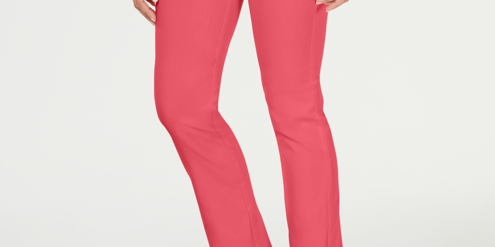 Charter Club Women's Cambridge Skinny Pull-On Tummy-Control Pants Pink Size 16