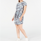 Ideology Women's Printed Tie Front T-Shirt Dress Blue Size X-Large