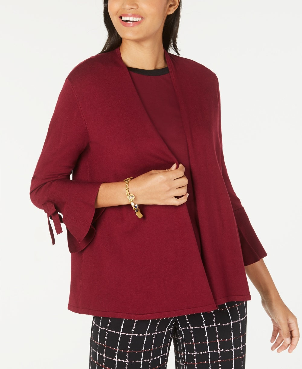 Alfani Women's Tie Sleeve Cardigan Red Size PXL