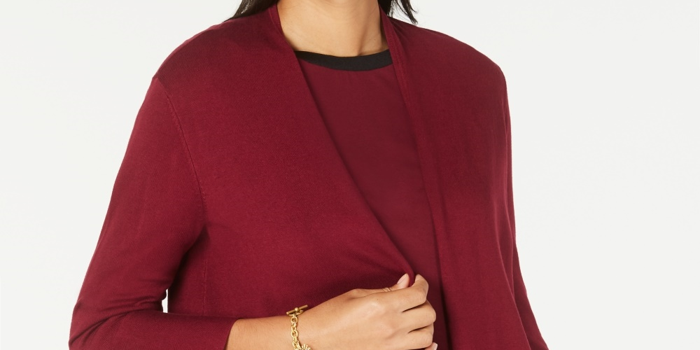 Alfani Women's Tie Sleeve Cardigan Red Size PXL