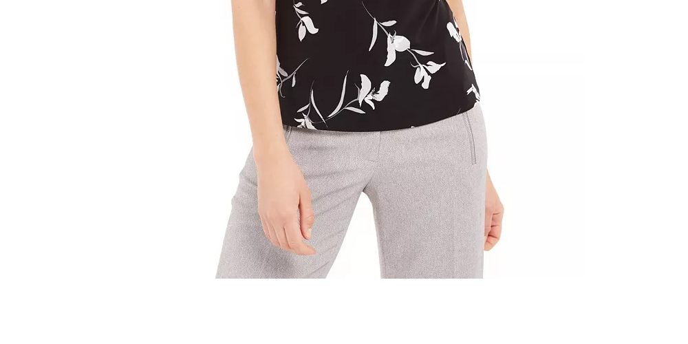 Calvin Klein Women's Floral Pleated-Neck Sleeveless Top Black/white Size X-Large