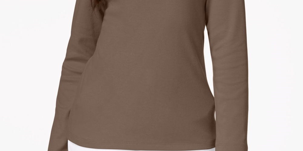 Karen Scott Women's Cotton Henley Top Chestnut Size Small