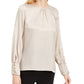 Calvin Klein Women's Button Cuff Top Gold Size Large