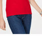 Karen Scott Women's Petite Cotton Studded Keyhole Top Aqua Size Medium