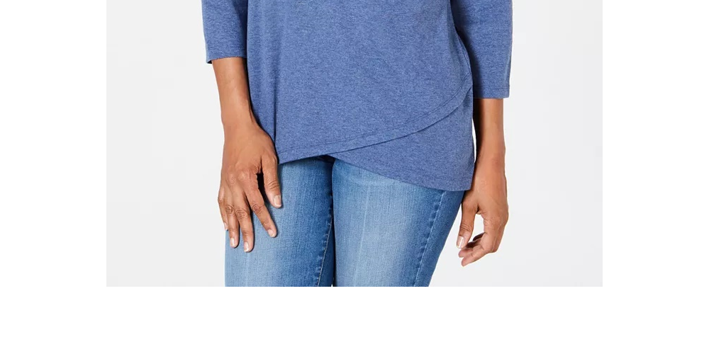 Karen Scott Women's Tulip-Hem Top Grey Size Medium