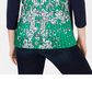 Charter Club Women's Contrast Pleated-Back Ribbed Top Blue/green Size X-Small